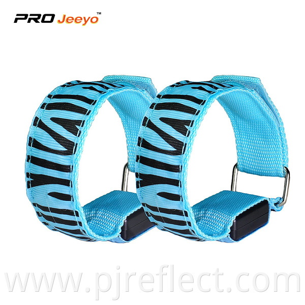 Led Light Blue Zebra Print Webbing Armband Wb Mbw004